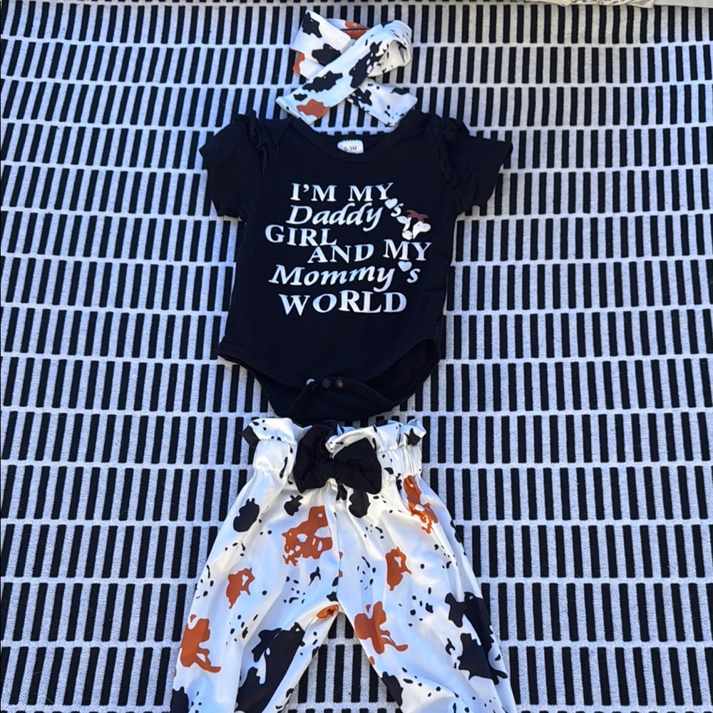 Daddy's Girl Outfit with Headband - Black and White